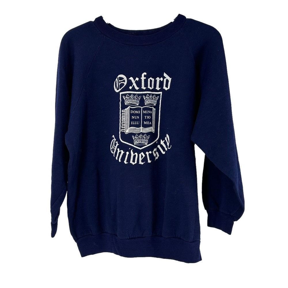 Vintage Oxford University Sweatshirt Womens XL Navy Blue JSW Made In England Top